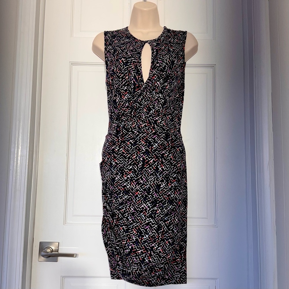 French Connection Black White Geometric Keyhole Sheath Dress 4